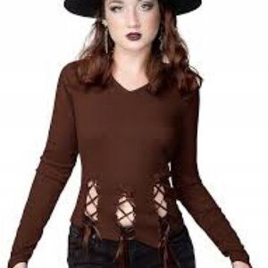 Scarlet Darkness Brown Top with Unique Cutout Design with hood Size S